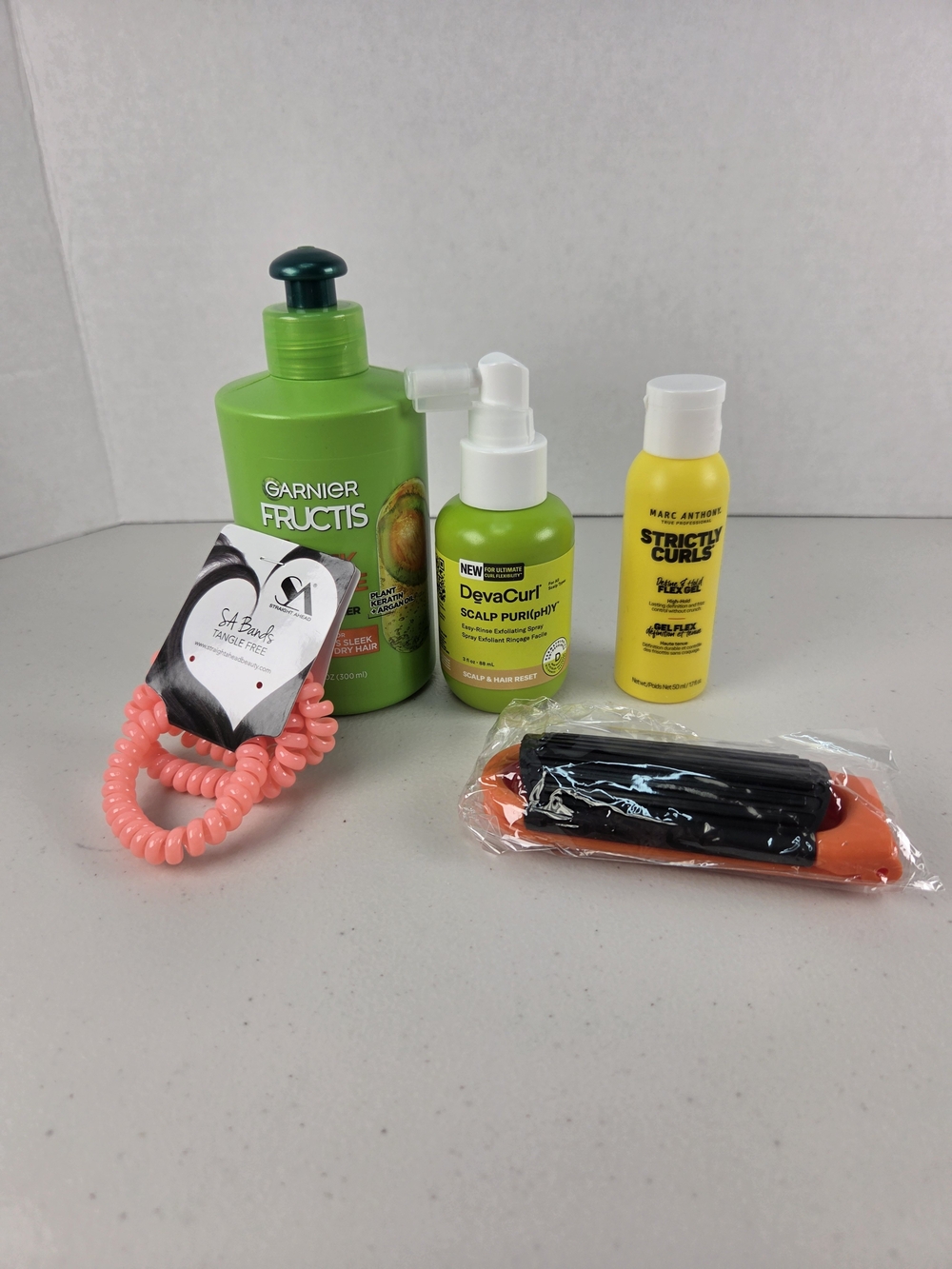 5 Items Garnier, Marc Anthony, DevaCurl, Hair Bands & Travel Brush